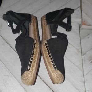 Via Spiga Size 6.5 M Black Suede Tan Espadrille